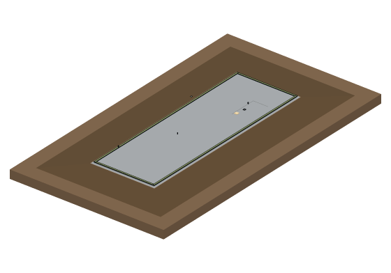 3D model of the Slab on grade, full detail — 20'-0" x 60'-0" · stiffened slab · rough-in cast in