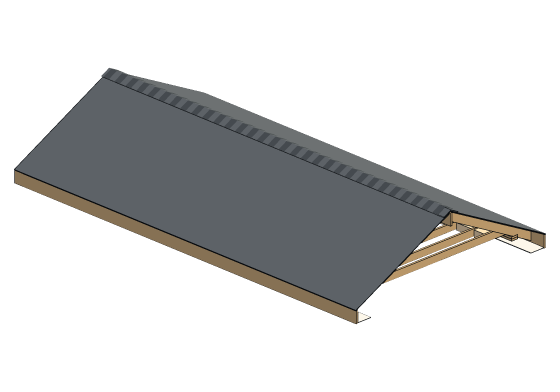 3D model of the Ridge vent and attic ventilation detail — the slot &middot; the vent &middot; and the other end of the attic