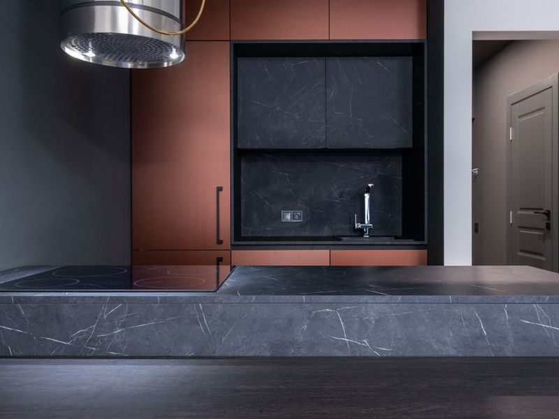 Soapstone countertop and sink